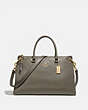 COACH®,MIA SATCHEL,Leather,Large,Gold/Military Green,Front View