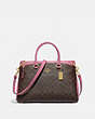 COACH®,MIA SATCHEL IN SIGNATURE CANVAS,pvc,Large,Gold/Brown Pink Rose,Front View