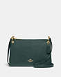 COACH®,MIA CROSSBODY,Leather,Small,Gold/Evergreen,Front View