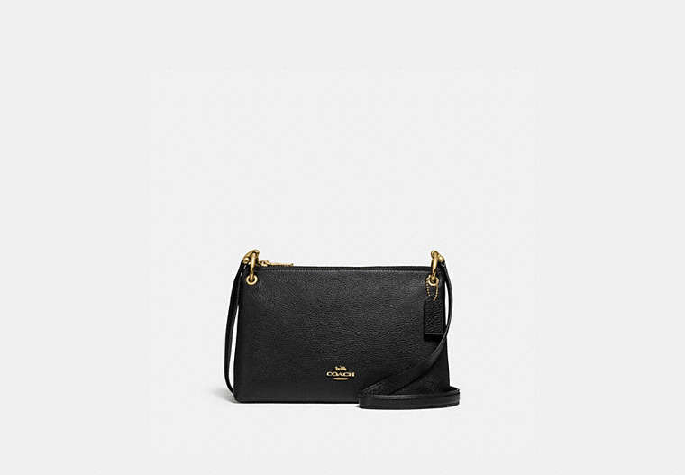 COACH®,MIA CROSSBODY,Leather,Small,Gold/Black,Front View