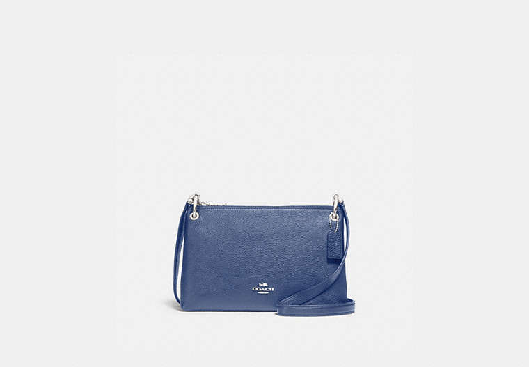COACH®,MIA CROSSBODY,Leather,Small,Silver/Blue Lavender,Front View