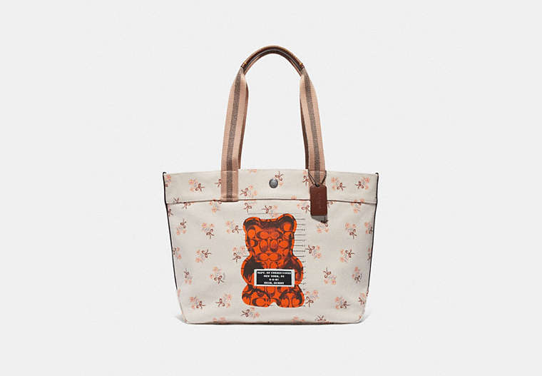 COACH®,TOTE WITH VANDAL GUMMY,canvas,Gunmetal/Chalk Multi,Front View