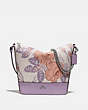 COACH®,SMALL PAXTON DUFFLE WITH THORN ROSES PRINT,Leather,Medium,Silver/Chalk Purple Multi,Front View