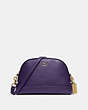COACH®,DOME CROSSBODY,Leather,Small,Gold/Dark Purple,Front View