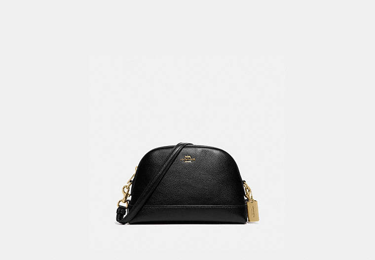 COACH®,DOME CROSSBODY,Leather,Small,Gold/Black,Front View