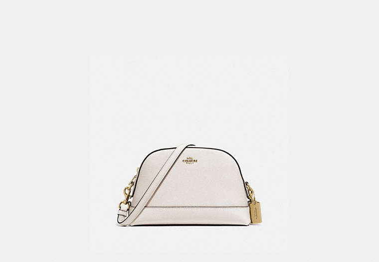 COACH®,DOME CROSSBODY,Leather,Small,Gold/Chalk,Front View