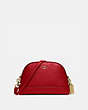 COACH®,DOME CROSSBODY,Leather,Small,Gold/True Red,Front View