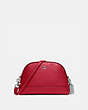 COACH®,DOME CROSSBODY,Leather,Small,Silver/Bright Cardinal,Front View
