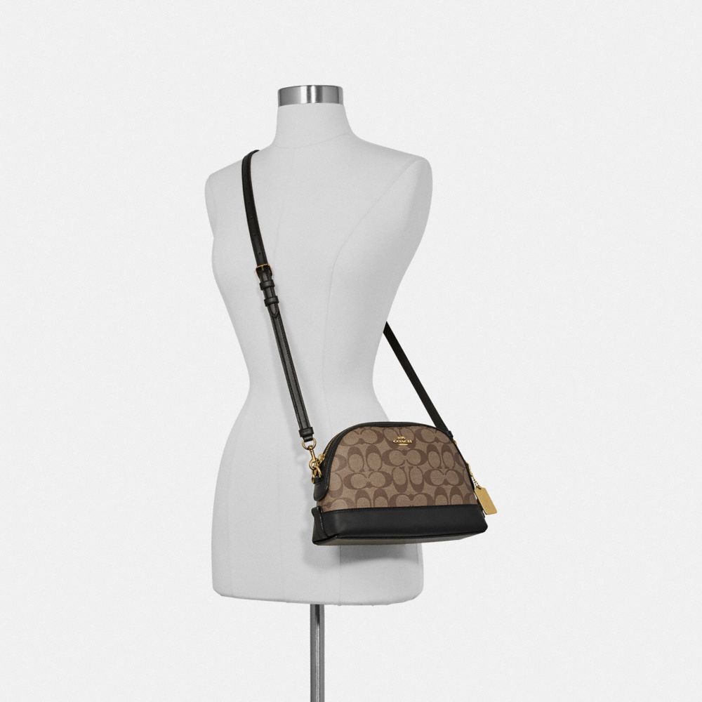 COACH®,BANDOULIÈRE DME EN TOILE SIGNATURE,PVC,Or/Kaki/Noir,Alternate View