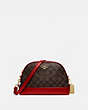 COACH®,DOME CROSSBODY IN SIGNATURE CANVAS,pvc,Small,Gold/Brown True Red,Front View