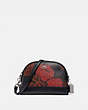 COACH®,DOME CROSSBODY WITH THORN ROSES PRINT,pvc,Small,Silver/Black Red Multi,Front View