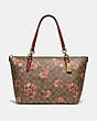 Ava Tote In Signature Canvas With Prairie Daisy Cluster Print