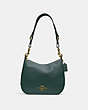 COACH®,JES HOBO,Leather,Large,Gold/Evergreen,Front View