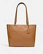COACH®,JES TOTE,Leather,Medium,Gold/LIGHT SADDLE,Front View