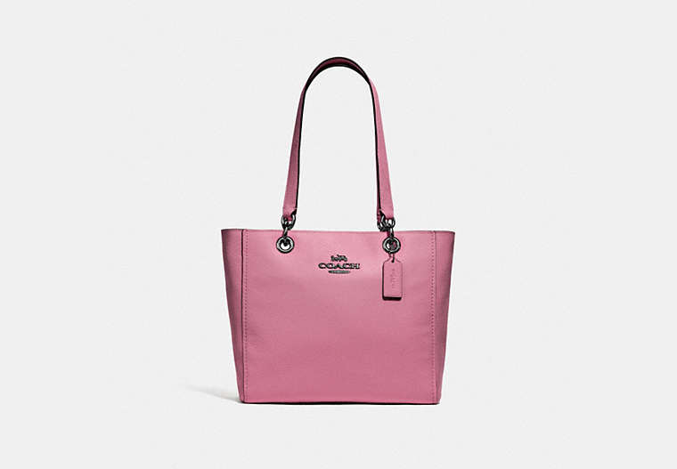 COACH®,JES TOTE,Leather,Medium,Gunmetal/Pink Rose,Front View