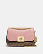 COACH®,CASSIDY CROSSBODY IN BLOCKED SIGNATURE CANVAS,pvc,Gold/Khaki Pink Petal,Front View