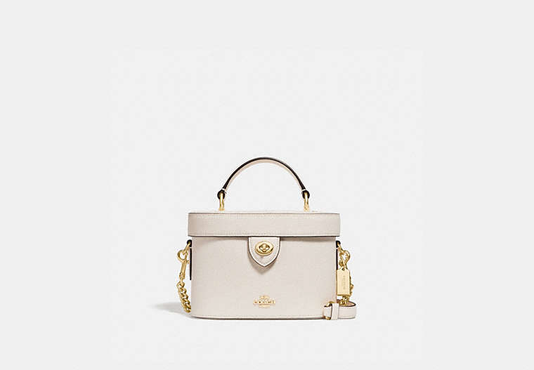 COACH®,KAY CROSSBODY,Leather,Small,Gold/Chalk,Front View