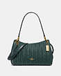 COACH®,SMALL MIA SHOULDER BAG WITH QUILTING,Leather,Medium,Gold/Evergreen,Front View