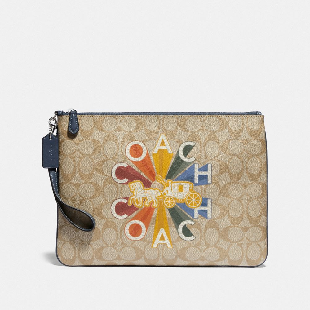 Large Wristlet 30 In Signature Canvas With Coach Radial Rainbow