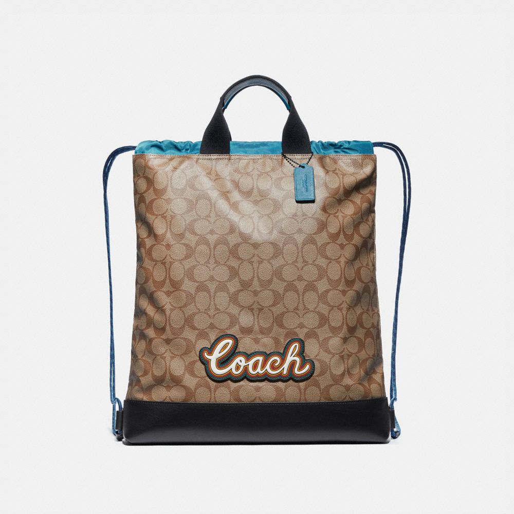 COACH® Outlet | Terrain Drawstring Backpack In Signature Canvas With Coach  Script