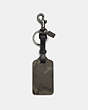 COACH®,LUGGAGE TAG WITH CAMO PRINT,Gunmetal/Green,Front View