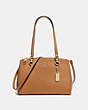 COACH®,ETTA CARRYALL,Leather,Medium,Gold/LIGHT SADDLE,Front View
