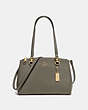 COACH®,ETTA CARRYALL,Leather,Medium,Gold/Military Green,Front View