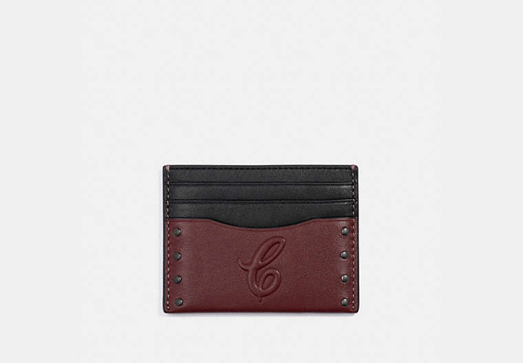 Slim Card Case With Signature Motif And Studs