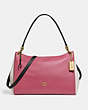 COACH®,MIA SHOULDER BAG IN COLORBLOCK,Leather,Large,Gold/Rouge Multi,Front View