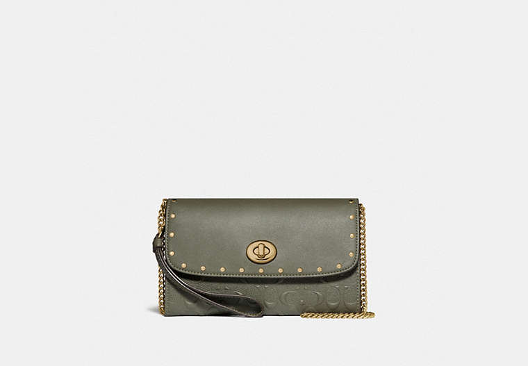 Chain Crossbody In Signature Leather With Rivets