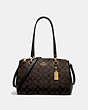 COACH®,ETTA CARRYALL IN SIGNATURE CANVAS,Leather,Medium,Gold/Brown Black,Front View