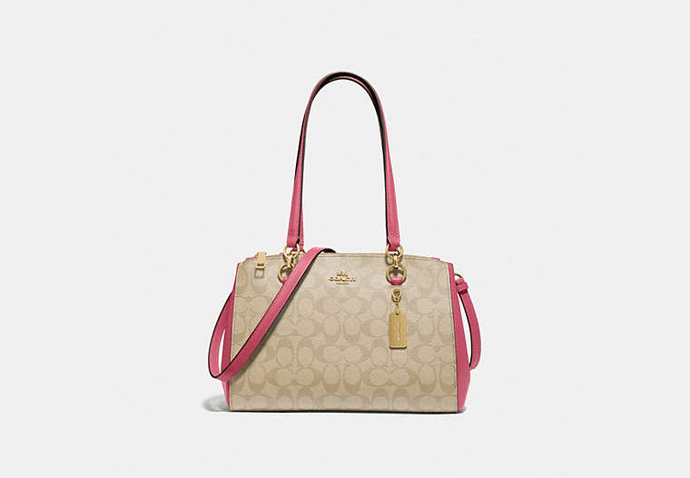 COACH®,ETTA CARRYALL IN SIGNATURE CANVAS,Leather,Medium,Gold/Light Khaki Rouge,Front View