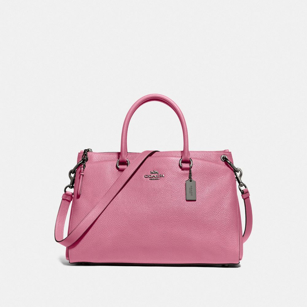 COACH®,MIA SATCHEL,pvc,Large,Gunmetal/Pink Rose,Front View