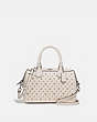 COACH®,MINI BENNETT SATCHEL WITH RIVETS,Leather,Medium,Silver/Chalk,Front View