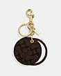 COACH®,MIRROR BAG CHARM IN SIGNATURE CANVAS,Leather,Gold/Mahogany,Front View