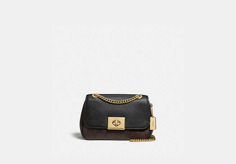 COACH®,MINI CASSIDY CROSSBODY IN SIGNATURE CANVAS,Leather,Small,Gold/Brown Black,Front View