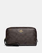 COACH®,BOXY COSMETIC CASE IN SIGNATURE CANVAS,Gold/Brown Black,Front View