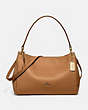 COACH®,MIA SHOULDER BAG,Leather,Small,Gold/LIGHT SADDLE,Front View