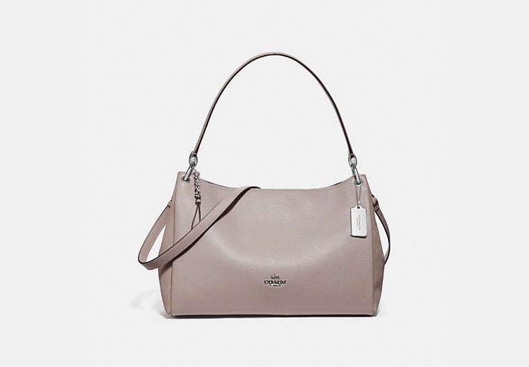 COACH®,MIA SHOULDER BAG,Leather,Small,Silver/Grey Birch,Front View