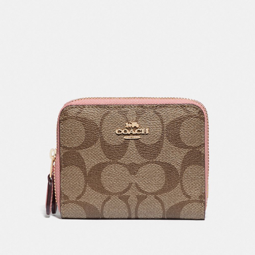 COACH Outlet COACH Outlet Small Double Zip Around Wallet In Blocked Signature Canvas