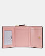 COACH®,SMALL TRIFOLD WALLET IN BLOCKED SIGNATURE CANVAS,Gold/Khaki Pink Petal,Inside View,Top View