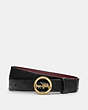 COACH®,HORSE AND CARRIAGE BELT,Pebbled Leather,Brass/Black Wine,Front View