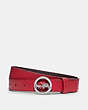 COACH®,HORSE AND CARRIAGE BELT,Pebbled Leather,Silver/True Red Oxblood,Front View