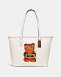 COACH®,CITY ZIP TOTE WITH VANDAL GUMMY,Leather,Large,Gold/Chalk Multi,Front View