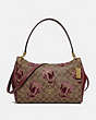 COACH®,MIA SHOULDER BAG IN SIGNATURE CANVAS WITH DESERT TULIP PRINT FLOCKING,pvc,Large,Gold/Khaki Pink Multi,Front View