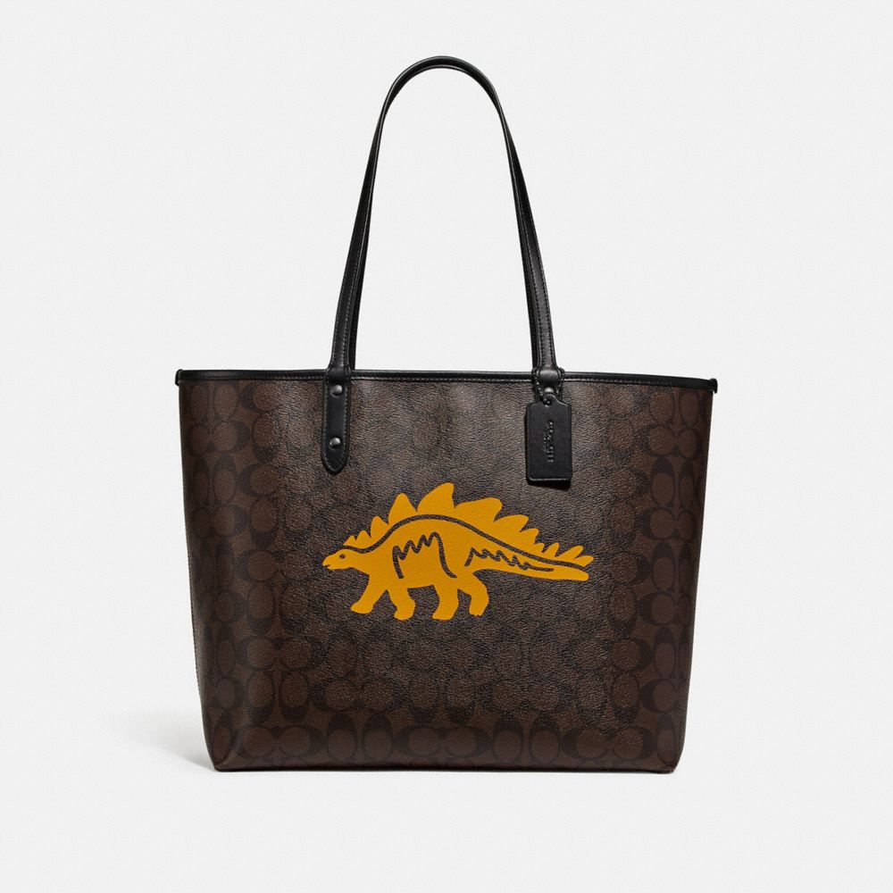 COACH City Tote Signature Canvas Rexy Dinosaur Motif &