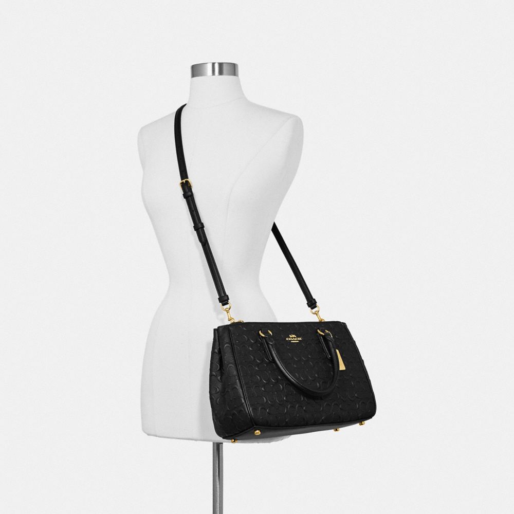 COACH®,SURREY CARRYALL IN SIGNATURE LEATHER,Leather,Medium,Gold/Black,Alternate View