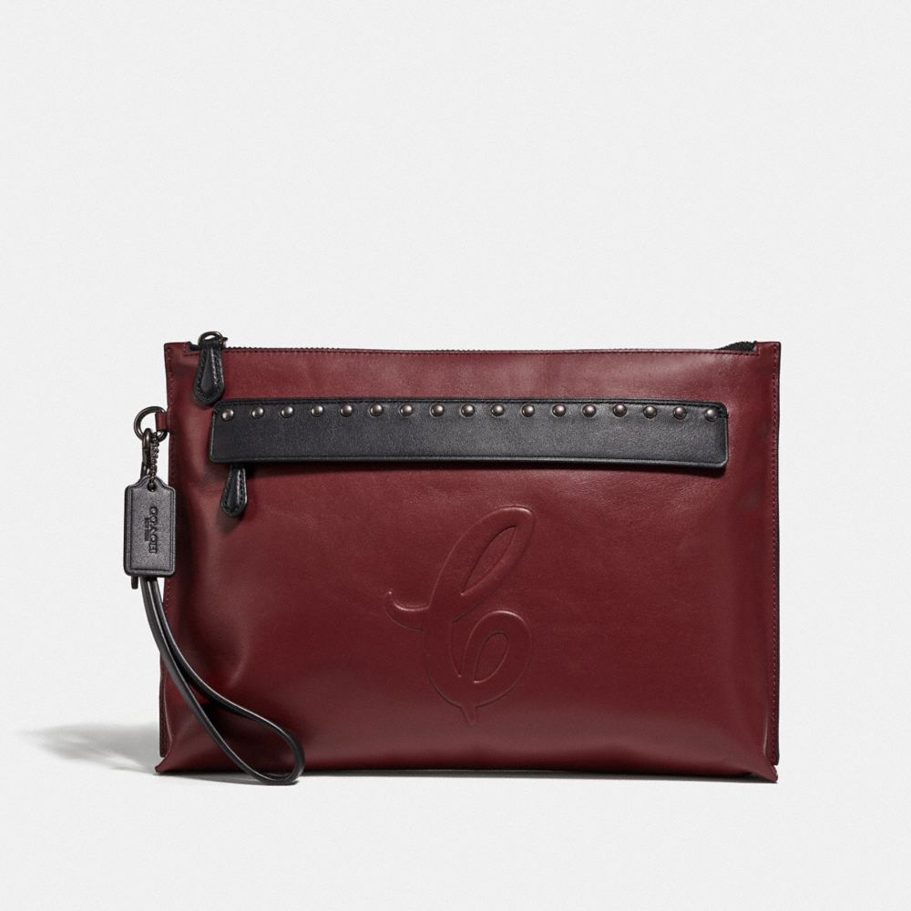 COACH® Outlet | Carryall Pouch With Signature Motif And Studs