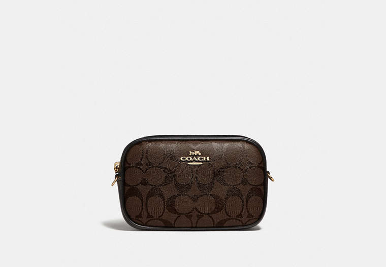 COACH®,CONVERTIBLE BELT BAG IN SIGNATURE CANVAS,Gold/Brown Black,Front View