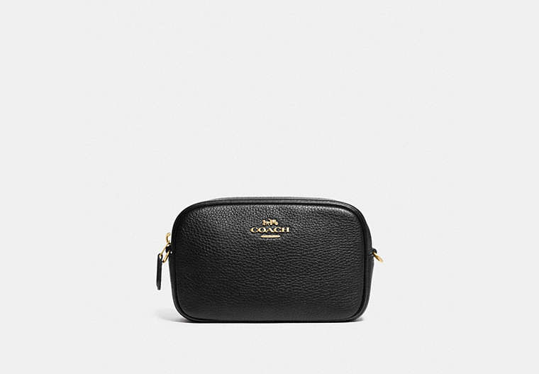 COACH®,CONVERTIBLE BELT BAG,Leather,Gold/Black,Front View